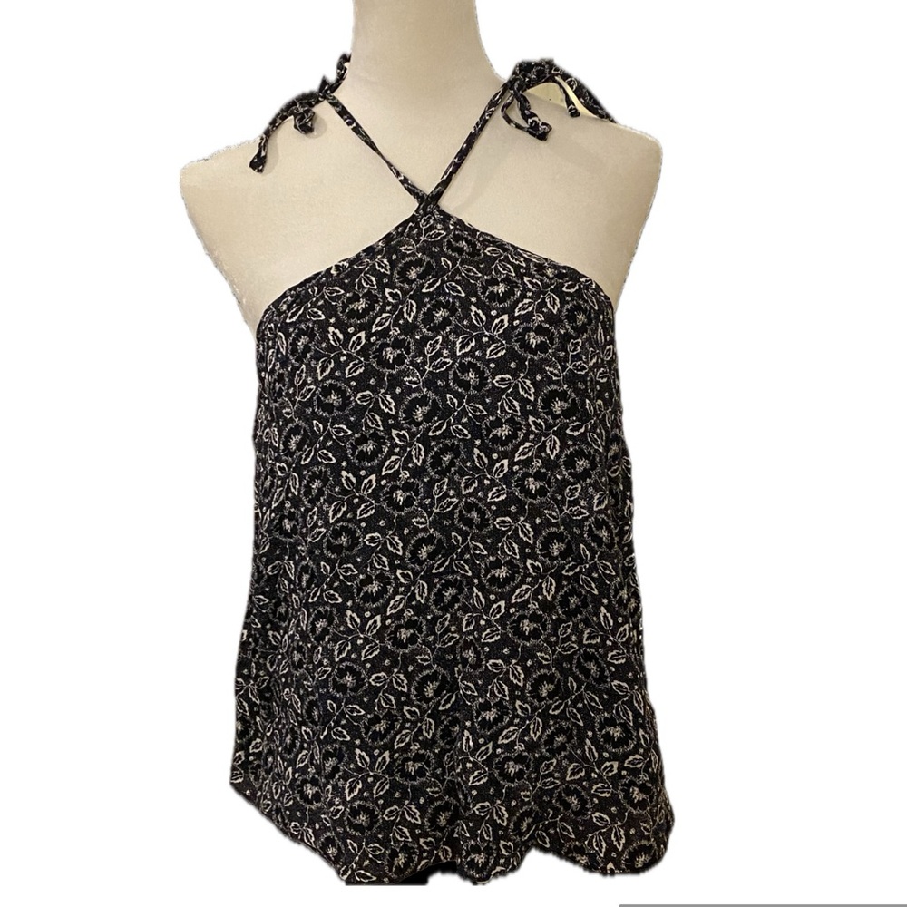 Rebecca Taylor Black & White Floral Spaghetti Strap Top - Size 2
